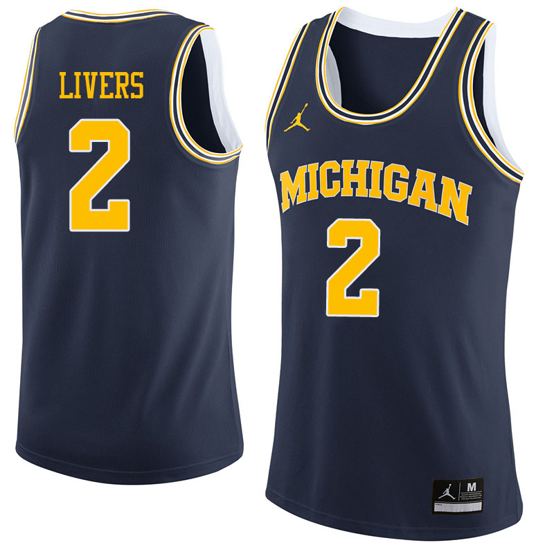 Men #2 Isaiah Livers Michigan Wolverines College Basketball Jerseys Sale-Navy